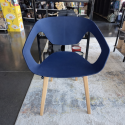 Chaise coque bleue pieds bois Liner