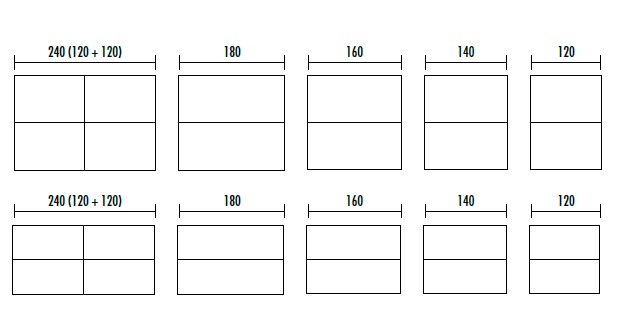 Guide des tailles des ensembles de bureau en vis à vis Team